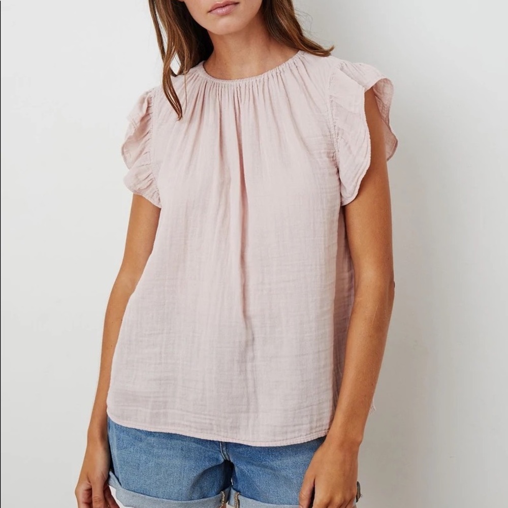 NWT Velvet brand shirred neck top SM